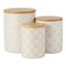 Contemporary Home Living Geometric Kitchen Storage Canisters - 5.5" - White and Gold - Set of 3